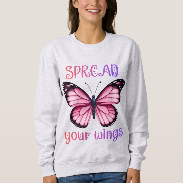 Spread Your Wings – Inspirational Butterfly  T Shirt (Framsida)