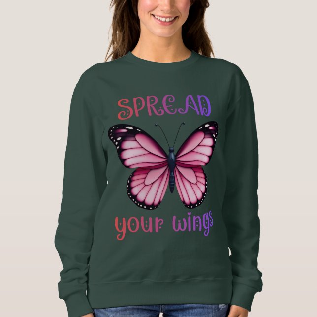 Spread Your Wings – Inspirational Butterfly  T Shirt (Framsida)