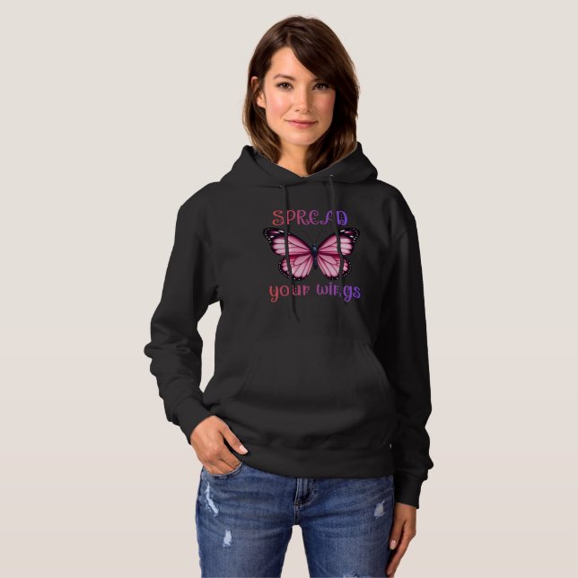 Spread Your Wings – Inspirational Butterfly  T Shirt (Hel framsida)