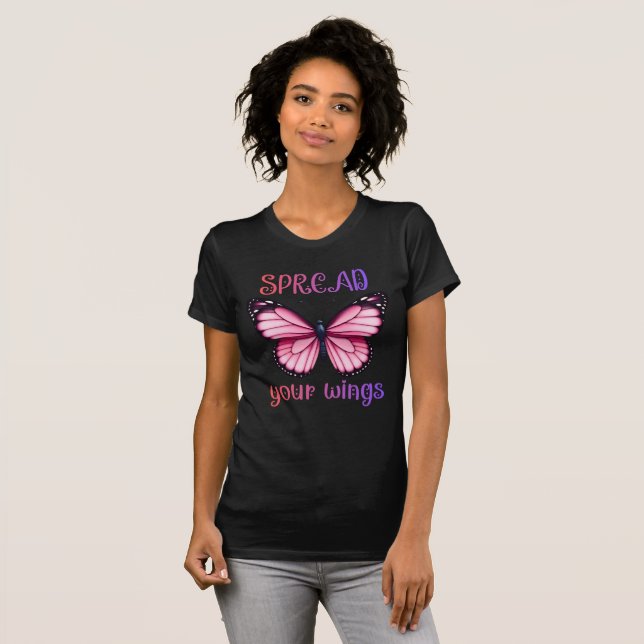 Spread Your Wings – Inspirational Butterfly  T Shirt (Hel framsida)