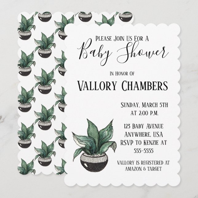 Sprickad cactus Baby Shower-inbjudan Inbjudningar (Fram/baksida)