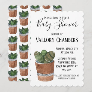 Sprickad cactus Baby Shower-inbjudan Inbjudningar