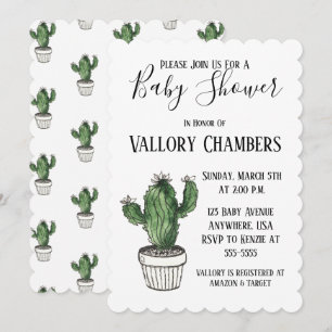 Sprickad cactus Baby Shower-inbjudan Inbjudningar