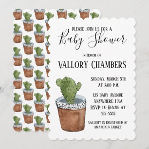 Sprickad cactus Baby Shower-inbjudan Inbjudningar