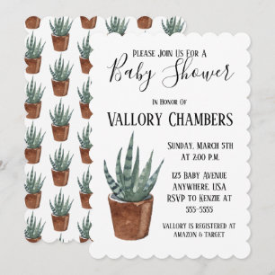 Sprickad cactus Baby Shower-inbjudan Inbjudningar
