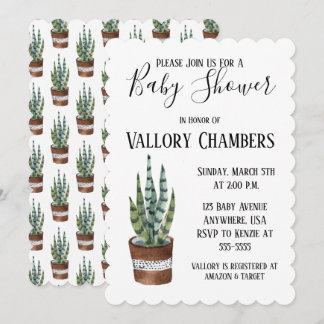 Sprickad cactus Baby Shower-inbjudan Inbjudningar