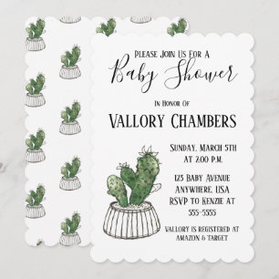 Sprickad cactus Baby Shower-inbjudan Inbjudningar