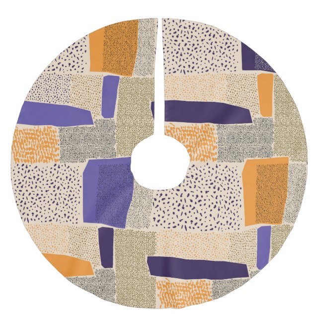Sprickad geometrisk Linjer: Abstrakt Art Julgransmatta Borstad Polyester (Framsidan)