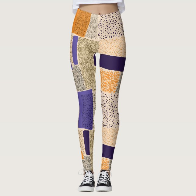 Sprickad geometrisk Linjer: Abstrakt Art Leggings (Framsida)