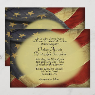 Sprickad inbjudan till American Flagga Wedding