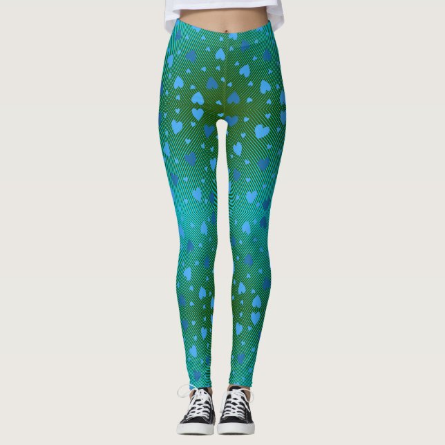 Sprickade blå Hearts i virvling av diamanten ring. Leggings (Framsida)