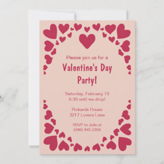 Sprickade hjärtdockor på Peach Valentines Party Inbjudningar