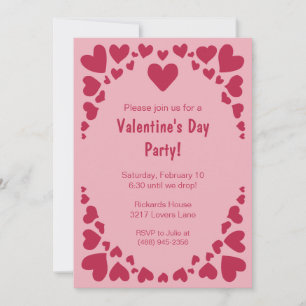 Sprickade hjärtdockor på Rosa Valentines Party Inbjudningar