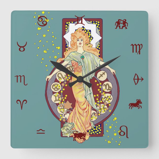 Sprickade stjärnor fyrkantig klocka (Framsida)