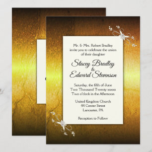 Sprickande gul dis Wedding Invitation Inbjudningar