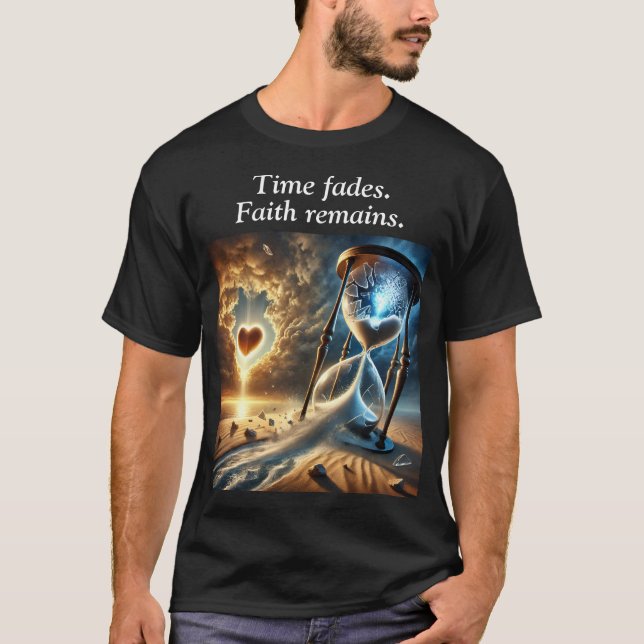 Sprickat timglas: Faith over Time Surreal T Shirt (Framsida)