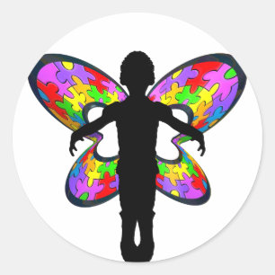 Sprickor för Autistic Butterfly Runt Klistermärke