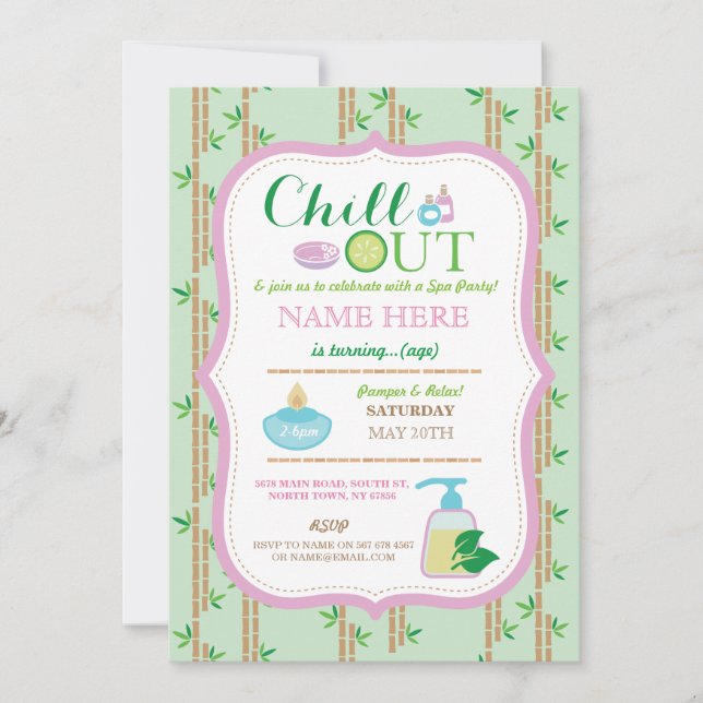 Sprid alla ålders Födelsedagsfest Slappna av Pampe Inbjudningar (Framsida)