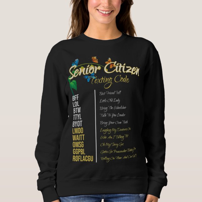 Sprid av äldre medborgare som texterar koden farmp t shirt (Framsida)