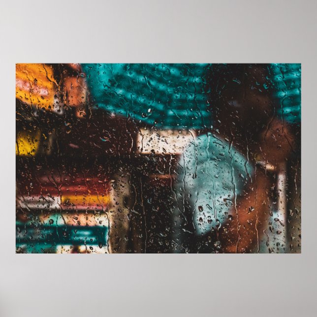 Sprid blöt vatten droppfönsternatur poster (Framsidan)