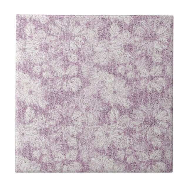 Sprid Daisy Texturerad i Soft Lilac Relief Kakelplatta (Framsidan)