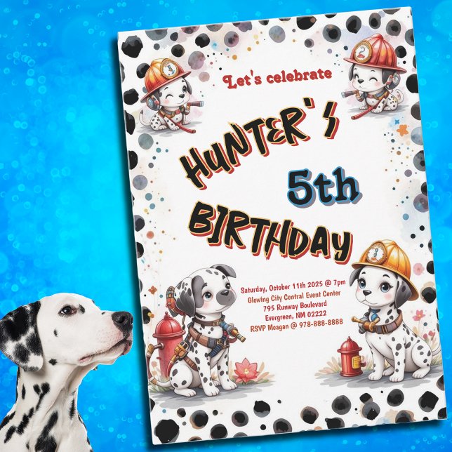 Sprid Dalmatian Firefighter Birthday Inbjudningar (Skapare uppladdad)