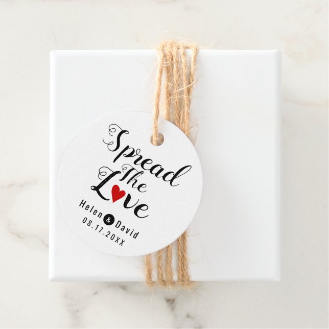 Sprid det röda hjärtat bröllop i kärlek-kalligrafi gåvor etiketter (På plats)