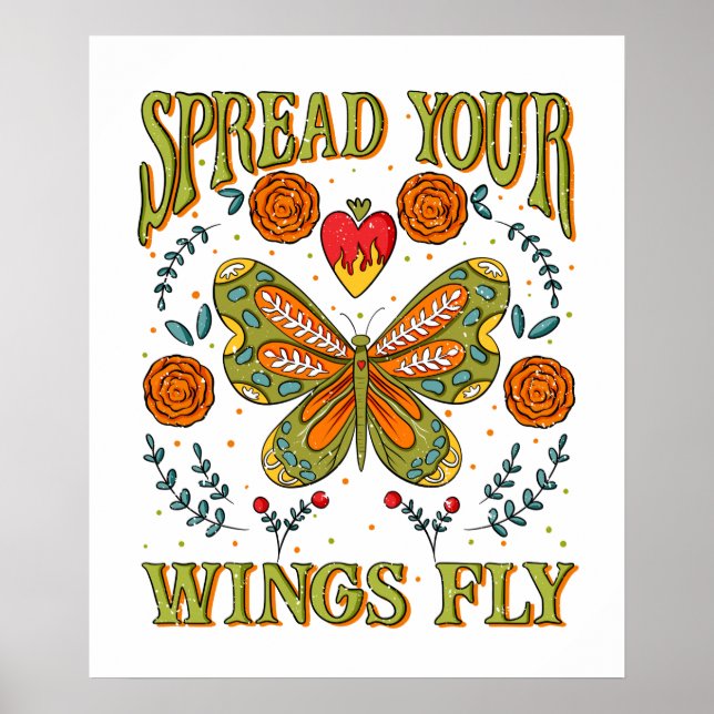 Sprid din Vingar flytt Motiverande Poster (Framsidan)