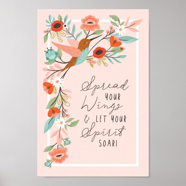 Sprid din Vingar så att din själ Soar Hummingbird Poster (Framsidan)