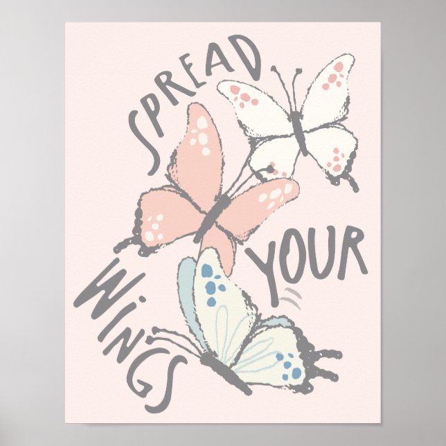 Sprid ditt inspirerande meddelande om Vingar-knapp Poster (Framsidan)