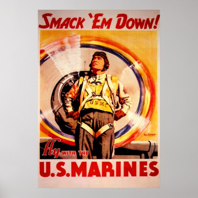 Sprid "Em Down!"-USA:s marinlinjer Poster (Framsidan)