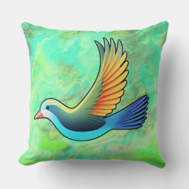 Sprid fågel på Greenish Marble Dekorativ kudde