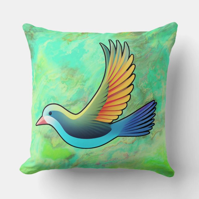Sprid fågel på Greenish Marble Dekorativ kudde (Framsida)