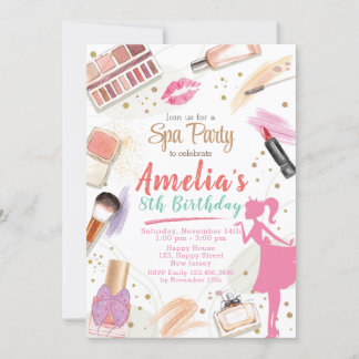 Sprid födelsedagsinbjudan. Glam makeup-födelsedag Inbjudningar