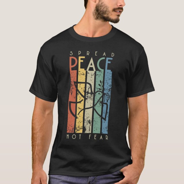 Sprid fred - ingen rädsla för att Dove Retro Rand  T Shirt (Framsida)