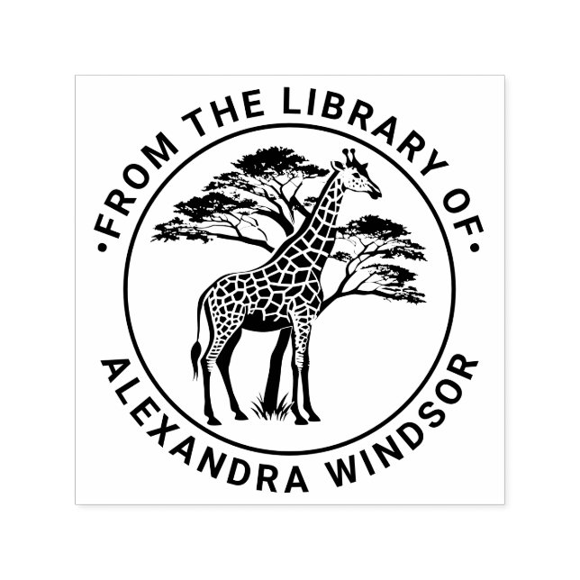 Sprid Giraffe av Träd #2 Bibliotek Bok Namn Självfärgande Stämpel (Design)