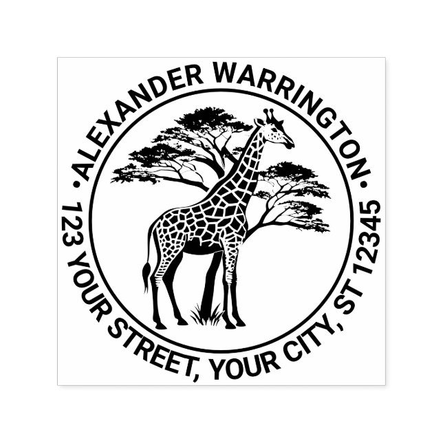 Sprid Giraffe av Träd #2 Namn Adress Självfärgande Stämpel (Design)
