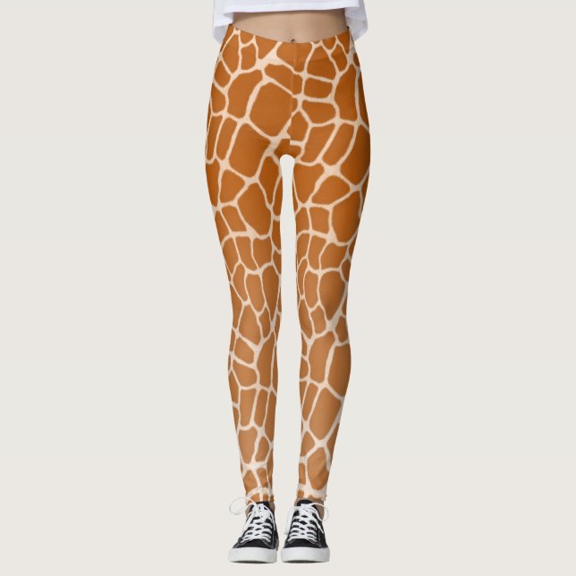 Sprid Giraffe Päls Realisic Vild Animalisk utskrif Leggings (Framsida)
