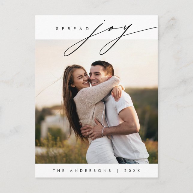 Sprid glädje, Glad jul familjefoto modern Vykort (Framsida)