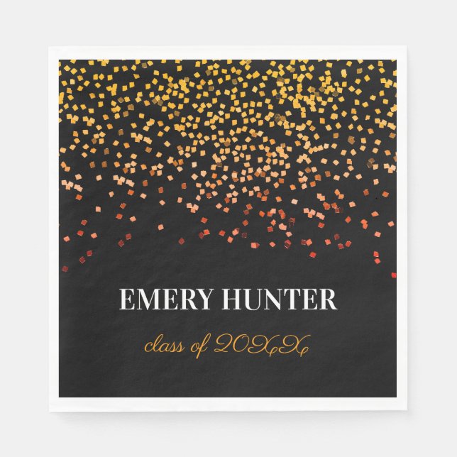 Sprid Glitter Guld och Orange Pappersservett (Framsidan)