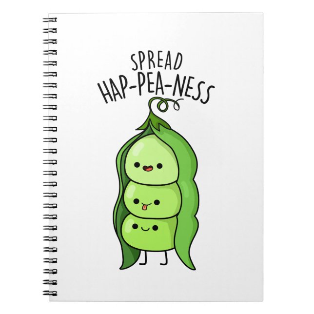Sprid Hap-pea-lycka Söt Ärta Puns Anteckningsbok (Framsidan)