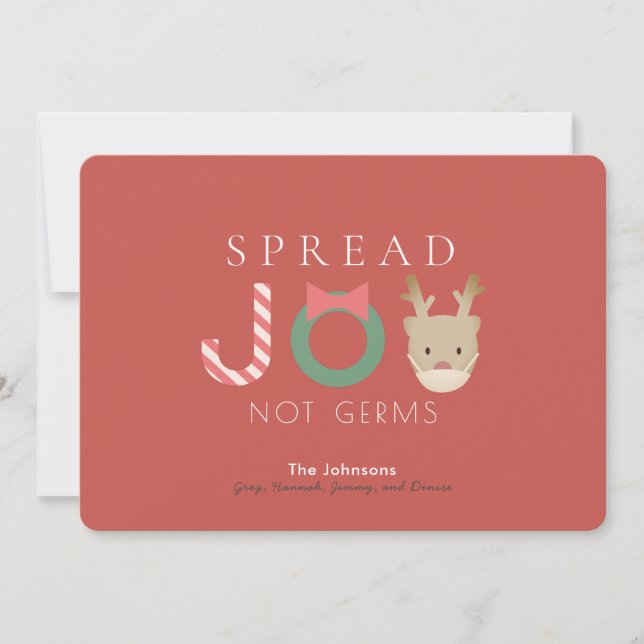 Sprid JOY REindeer Mask Röd jul Julkort (Framsida)