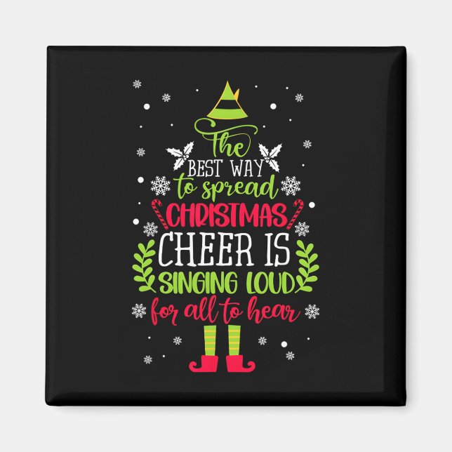 Sprid jul Cheer sjunger Loud Julafton Elf P Magnet (Framsidan)