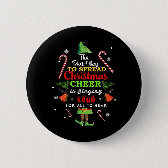 Sprid jul Cheer sjunger Loud Julafton Elf Pa Knapp (Framsida)