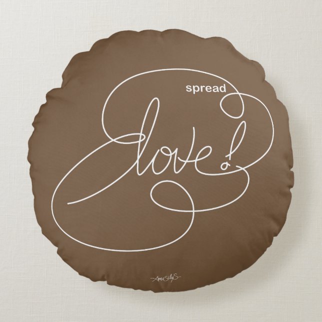 Sprid KÄRLEK - fetstil Cloud S - W Rund Kudde (Framsidan)