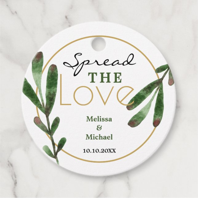 Sprid Kärlek Grönska Bröllop Tacksamhet Gåvor Etiketter (Framsida)
