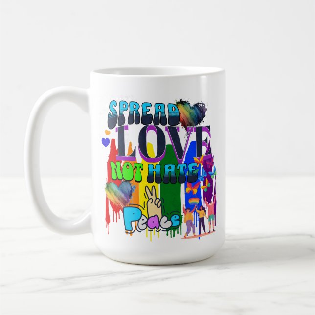 Sprid Kärlek Inte Hat | HBTQIA+ Pride Kaffemugg (Vänster)