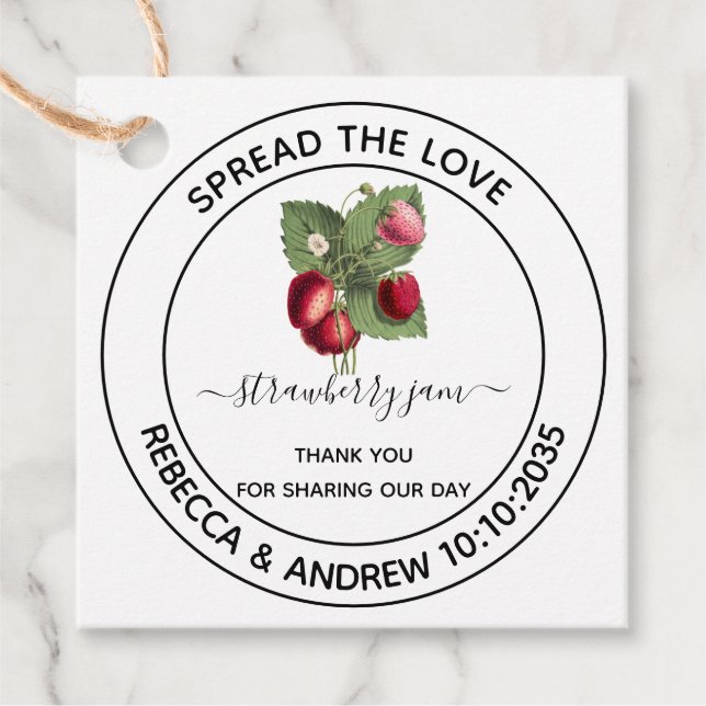 Sprid Kärlek-jordgubbenJ är Kraft Papper för Gåvor Etiketter (Framsida)