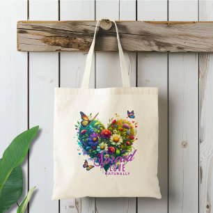 Sprid Kärlek naturligt Blommigt Butterfly Heart Tygkasse