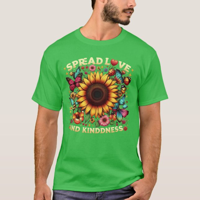 Sprid Kärlek Vänlighet Solros Design familj T Shirt (Framsida)